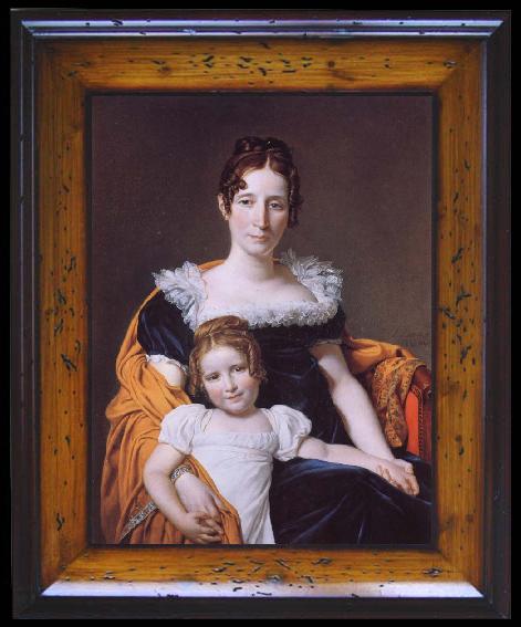 framed  Jacques-Louis David Portrait of the Vicomtesse Vilain XIV and her Daughter, Ta080